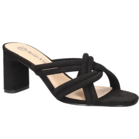 Bella Vita Carmen Block Heel Slide sandals black super suede - 9WW - Picture 1 of 12